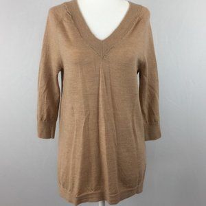 Anthropolgie Moth tan vneck tunic sweater Sz S